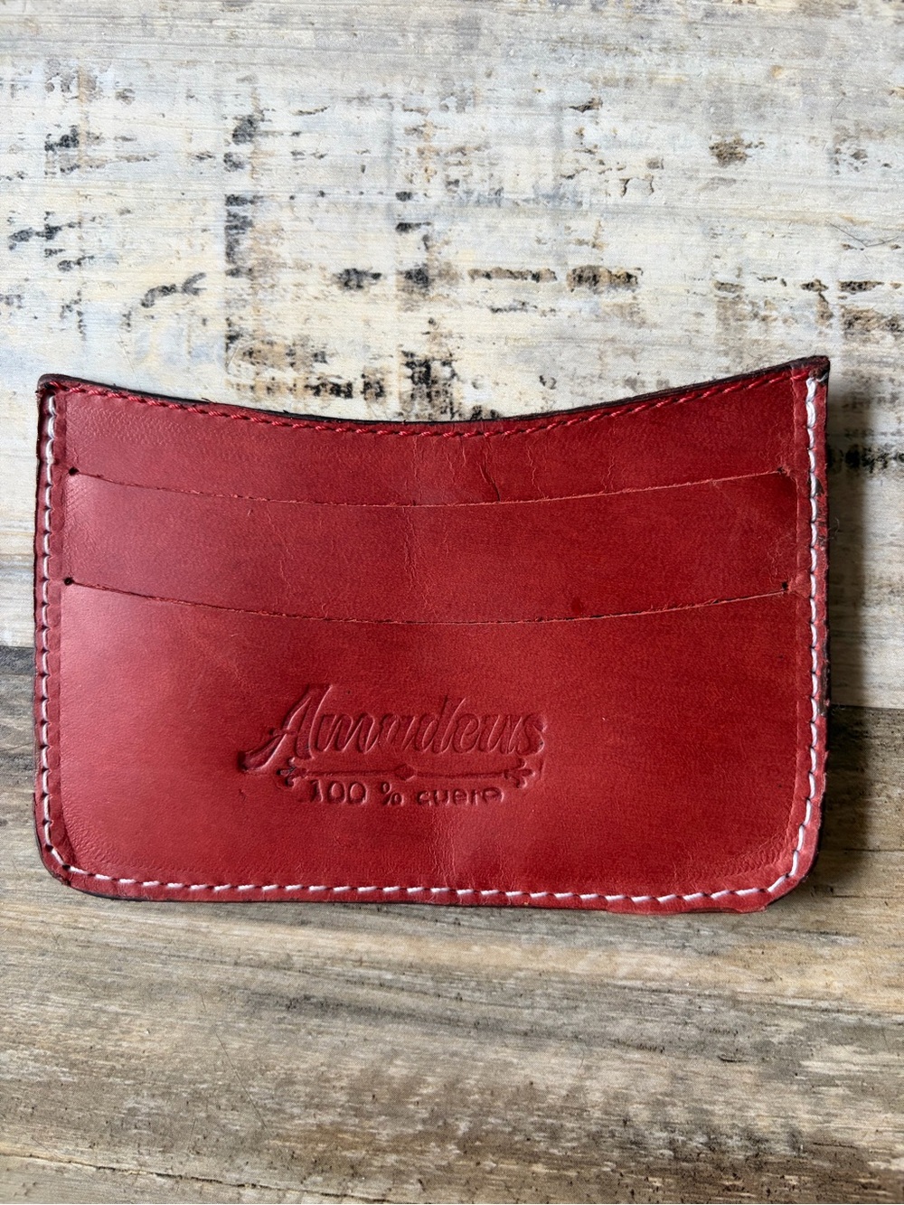 Annudeus Red Leather Slim Card & Key Sleeve